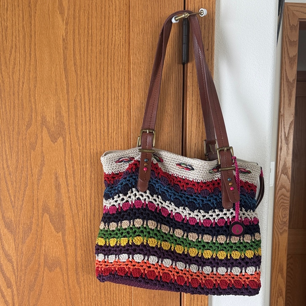 Colorful The Sak Striped Crochet Tote Bag